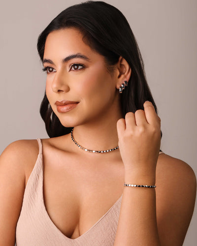 Choker Abaulada ABS Ródio Branco - 31 cm