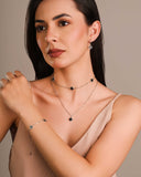 Pulseira Elos Trevos Tom Onix Ródio Branco