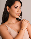 Pulseira Elos Trevos Tom Rubi Banhado a Ouro 18K