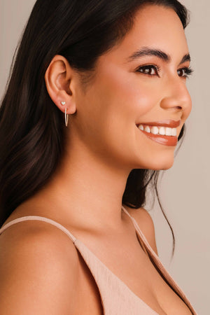 Brinco Coração Cravejado Cristal 4 mm Banhado a Ouro 18K