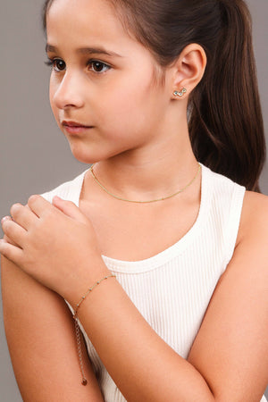 Ear Cuff Infantil Florzinhas Coloridas Banhado a Ouro 18K