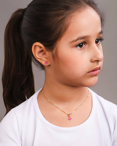 Brinco Infantil Trevo Rosa