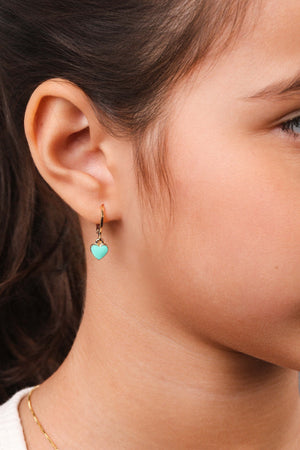 Brinco Infantil Argola Coração Verde 2.2 cm Banhado a Ouro 18K