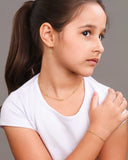 Brinco Infantil Argola Ponto de Luz Light Green 2.3 cm Banhado a Ouro 18K