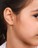 Brinco Infantil Argola Ponto de Luz Light Green 2.3 cm Banhado a Ouro 18K