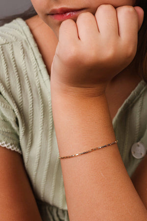 Pulseira Infantil Elos 2 mm Banhado a Ouro 18K