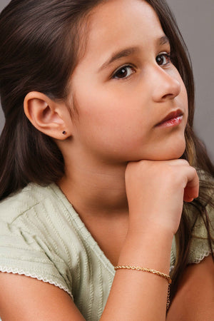 Pulseira Infantil Cordão Baiano 3 mm Banhado a Ouro 18K