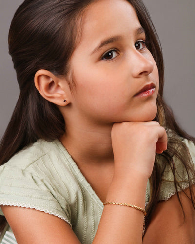 Pulseira Infantil Cordão Baiano 3 mm Banhado a Ouro 18K