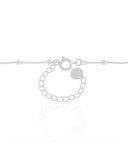 Gargantilha Infantil Bolinhas Cristal Oval Safira Rosa Ródio Branco - 30 cm