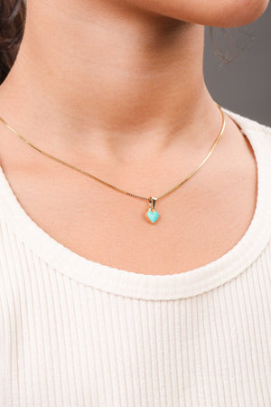 Gargantilha Infantil Coração Verde 7 mm Banhado a Ouro 18K - 35 cm