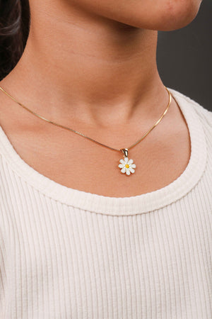 Gargantilha Infantil Flor Margarida 1.2 cm Banhado a Ouro 18K - 35 cm