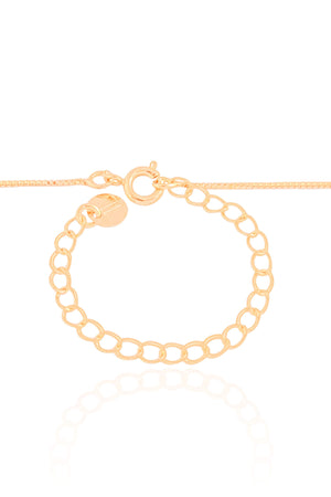 Gargantilha Infantil Trevo Rosa 7 mm Banhado a Ouro 18K - 35 cm