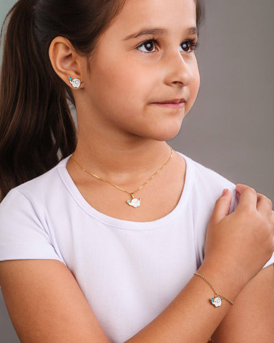 Colar Infantil Elefante 1 cm Banhado a Ouro 18K - 35 cm
