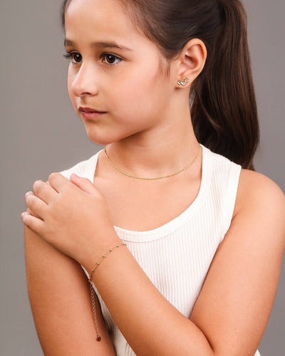 Colar Infantil Grumet Bolinhas 2 mm Banhado a Ouro 18K - 32 cm