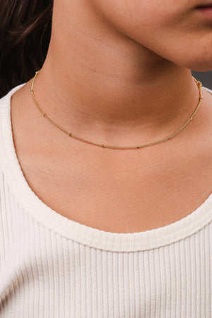 Gargantilha Infantil Grumet Bolinhas 2 mm Banhado a Ouro 18K - 32 cm