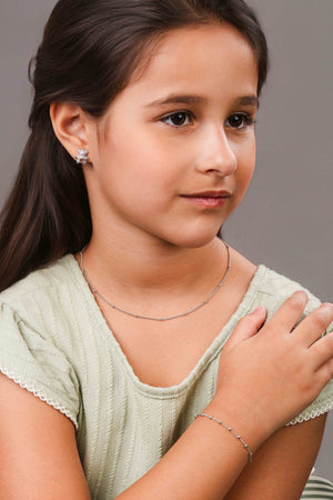 Gargantilha Infantil Grumet Bolinhas 2 mm Ródio Branco - 32 cm