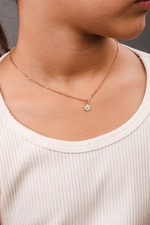 Gargantilha Infantil Elos Flor 6 mm Banhado a Ouro 18K - 35 cm