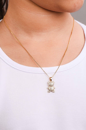 Gargantilha Infantil Ursinho Cravejado Cristal Banhado a Ouro 18K - 45 cm