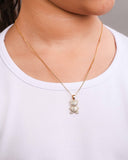 Gargantilha Infantil Ursinho Cravejado Cristal Banhado a Ouro 18K - 45 cm