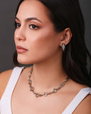 Brinco Argola Torcida Entrelaçada 2.3 cm Ródio Branco