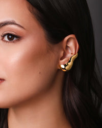 Ear Cuff Orgânico Liso 3.9 cm Banhado a Ouro 18K