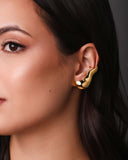 Ear Cuff Orgânico Liso 3.9 cm Banhado a Ouro 18K