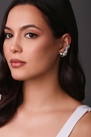 Ear Cuff Orgânico Liso 3.9 cm Ródio Branco