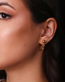 Brinco Palito Curvado Bolas Lisas Banhado a Ouro 18K