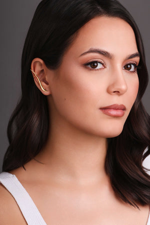 Ear Cuff Orgânico Liso 4.6 cm Banhado a Ouro 18K