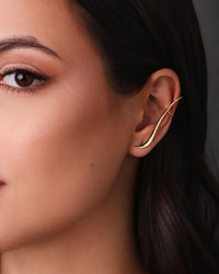 Ear Cuff Orgânico Liso 4.6 cm Banhado a Ouro 18K