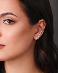 Ear Cuff Orgânico Liso 4.6 cm Ródio Branco