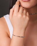 Bracelete Mola Quadrados 2 mm Ródio Branco