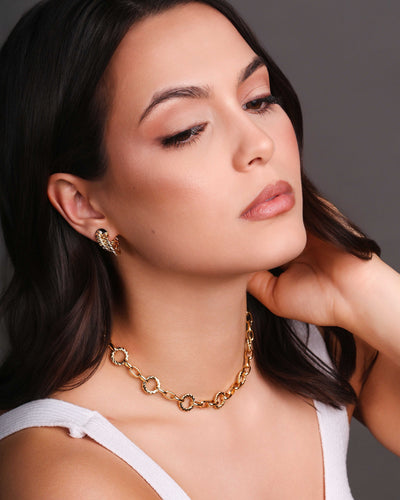 Colar Elos Redondos Detalhados Banhado a Ouro 18K - 40 cm