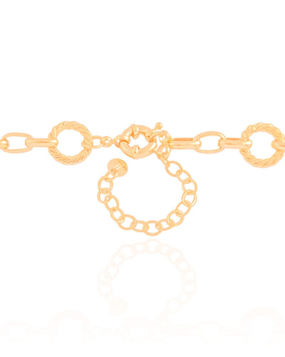 Colar Elos Redondos Detalhados Banhado a Ouro 18K - 40 cm