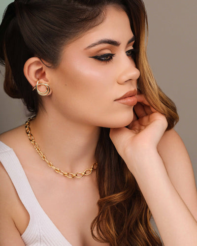 Colar Elos Ovais 9 mm Banhado a Ouro 18K - 40 cm