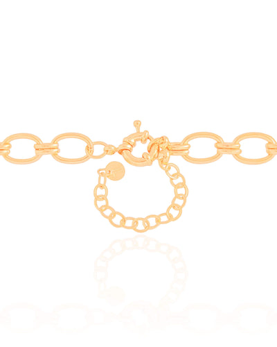 Colar Elos Ovais 9 mm Banhado a Ouro 18K - 40 cm