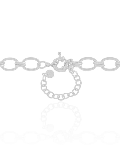 Colar Elos Ovais 9 mm Ródio Branco - 40 cm