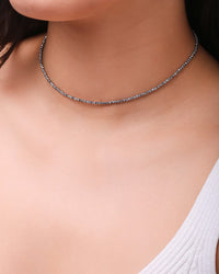 Choker Hematita Prateada 2 mm Ródio Branco
