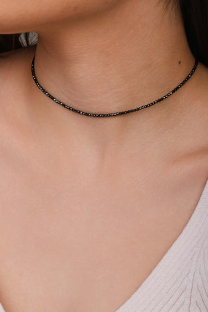 Choker Hematita Grafite 2 mm Ródio Negro