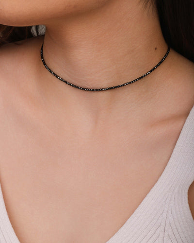 Choker Hematita Grafite 2 mm Ródio Negro - 30 cm
