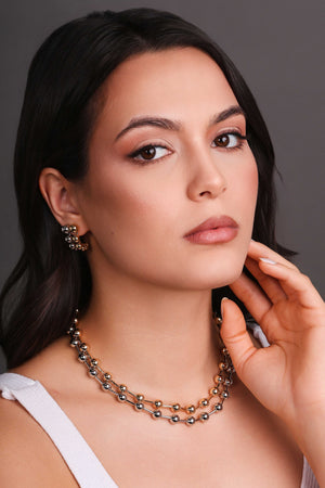 Choker Canutilhos Bolas Lisas Ródio Branco