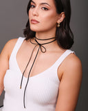 Cordão Camurça Preta Retângulo 4 mm Banhado a Ouro 18K - 1,5 m