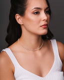 Choker Bolinhas Pêssego 3 mm Ródio Branco