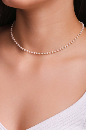 Choker Bolinhas Pêssego 3 mm Ródio Branco