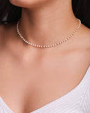 Choker Bolinhas Pêssego 3 mm Ródio Branco
