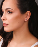 Brinco Gota Cravejada Colorida 8 mm Ródio Branco