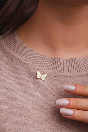 Broche Borboleta Lisa 1.0 cm Banhado a Ouro 18K