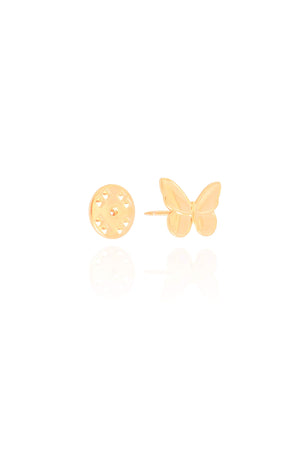 Broche Borboleta Lisa 1.0 cm Banhado a Ouro 18K