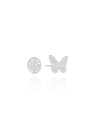 Broche Borboleta Lisa 1.0 cm Ródio Branco