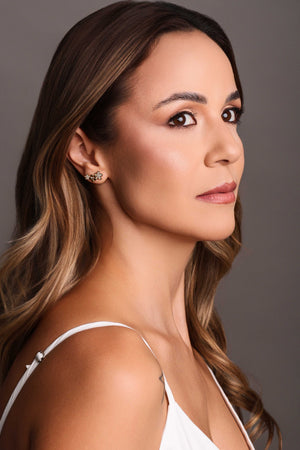 Ear Cuff Flores Lisas e Cravejadas Cristal Banhado a Ouro 18K